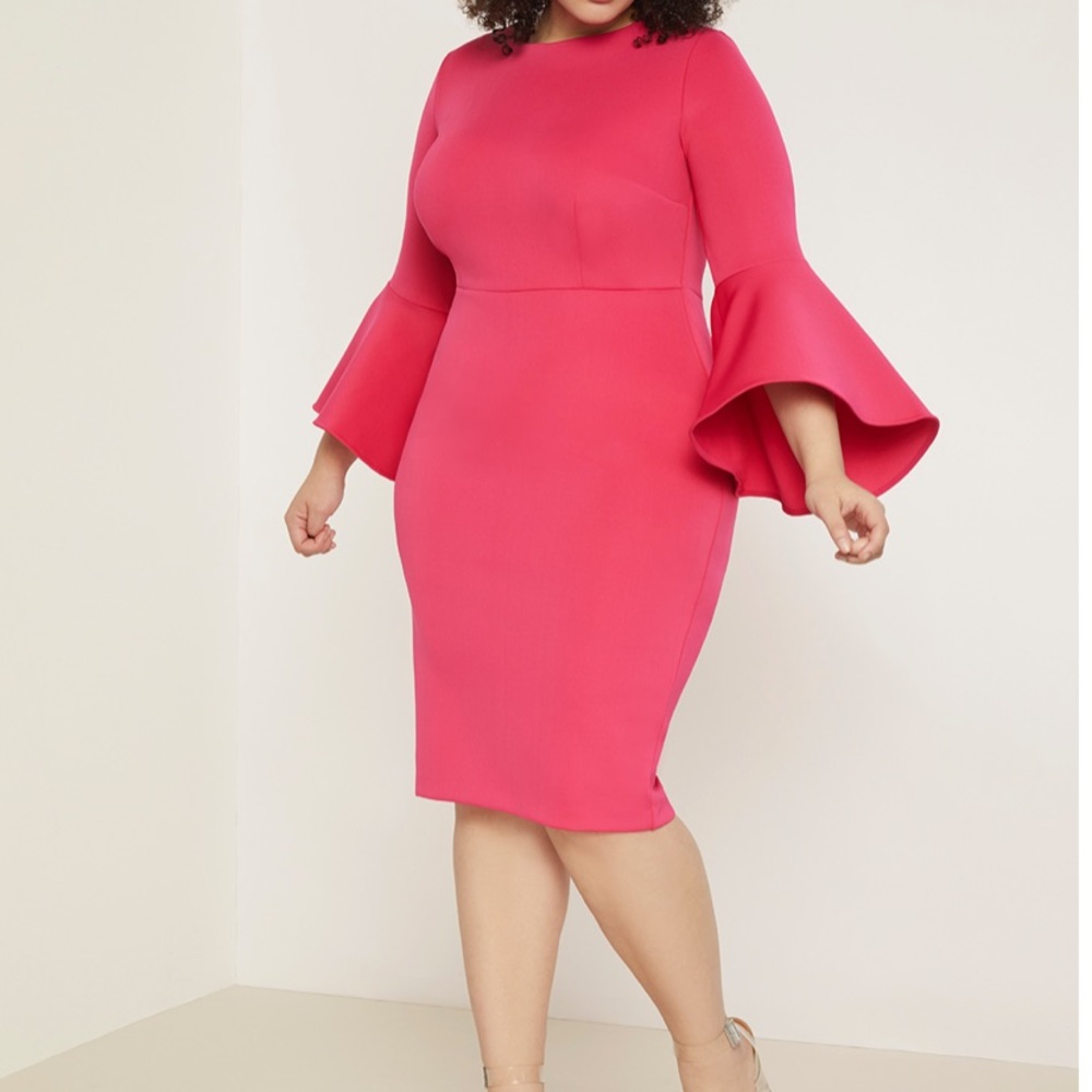 Amazing Pink flare sleeve dress NWT womens plus
